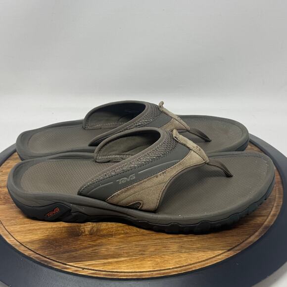 TEVA Pajaro Dune Leather Flip Flops Sandals S/N 1002432 Men's Size 13 - Picture 1 of 13